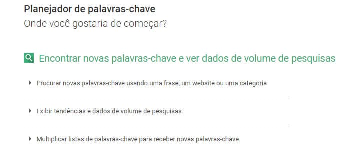 pesquisa de palavras-chave no GKP