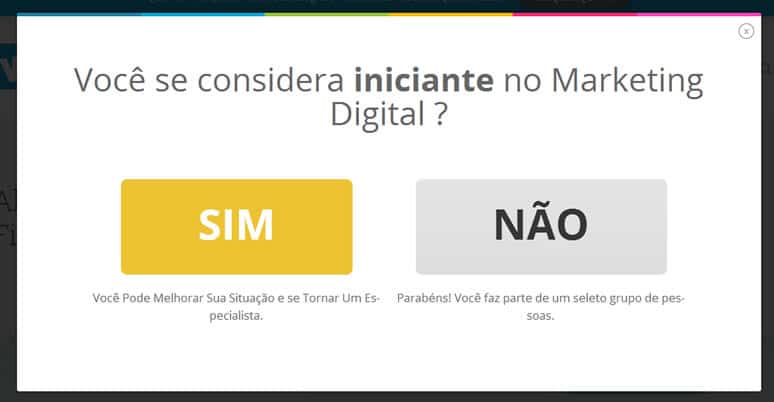 popup de confirmação