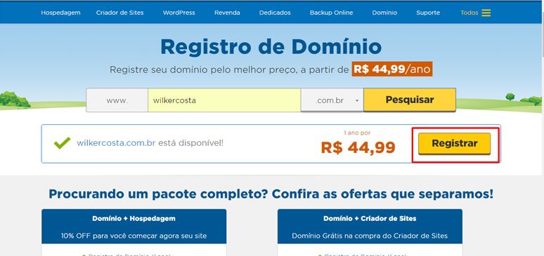 registro de dominio hostgator