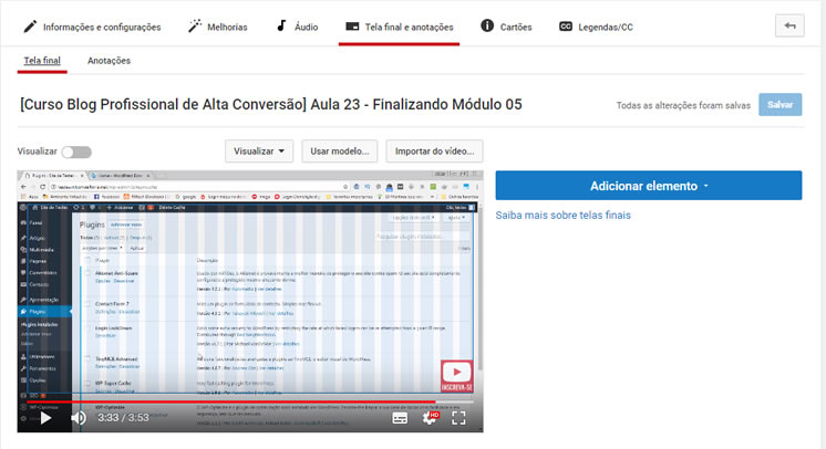 recurso tela final youtube