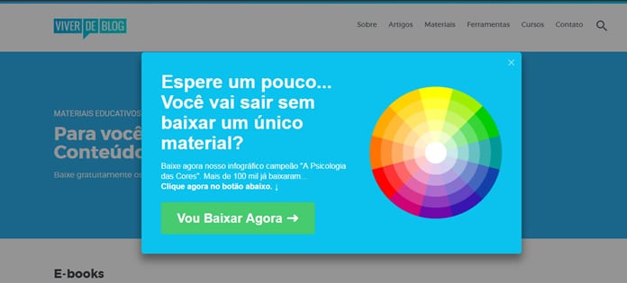 print popup de saida viver de blog