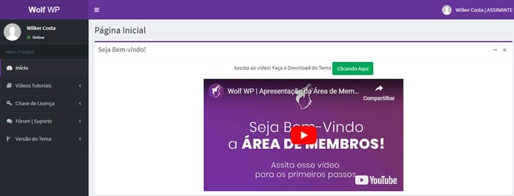 área de membros wolf wp
